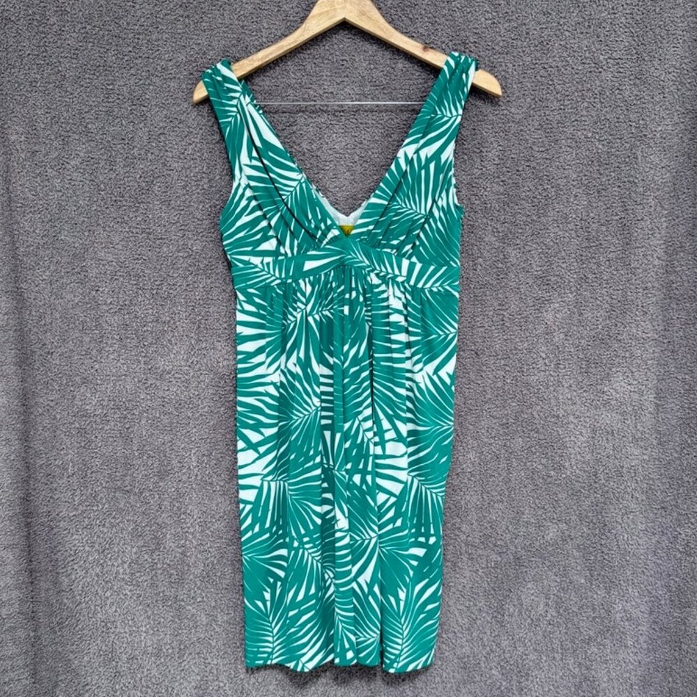 Nicole Miller Tropical Palm Print Jersey double V-neck dress Med - Picture 5 of 10